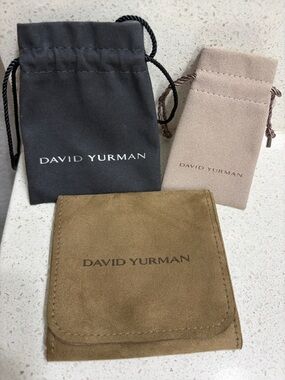 David Yurman Black, Taupe and Brown Suede Pouch Trio